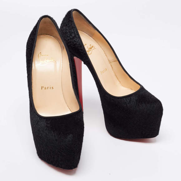 Christian Louboutin Black Calf Hair Daffodile Pumps Size 37 - Picture 5 of 10